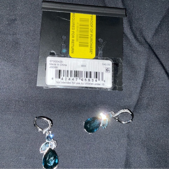 Earrings, Givenchy Silver Tone Crystal Tear-shaped earrings, New with tag - Picture 5 of 7